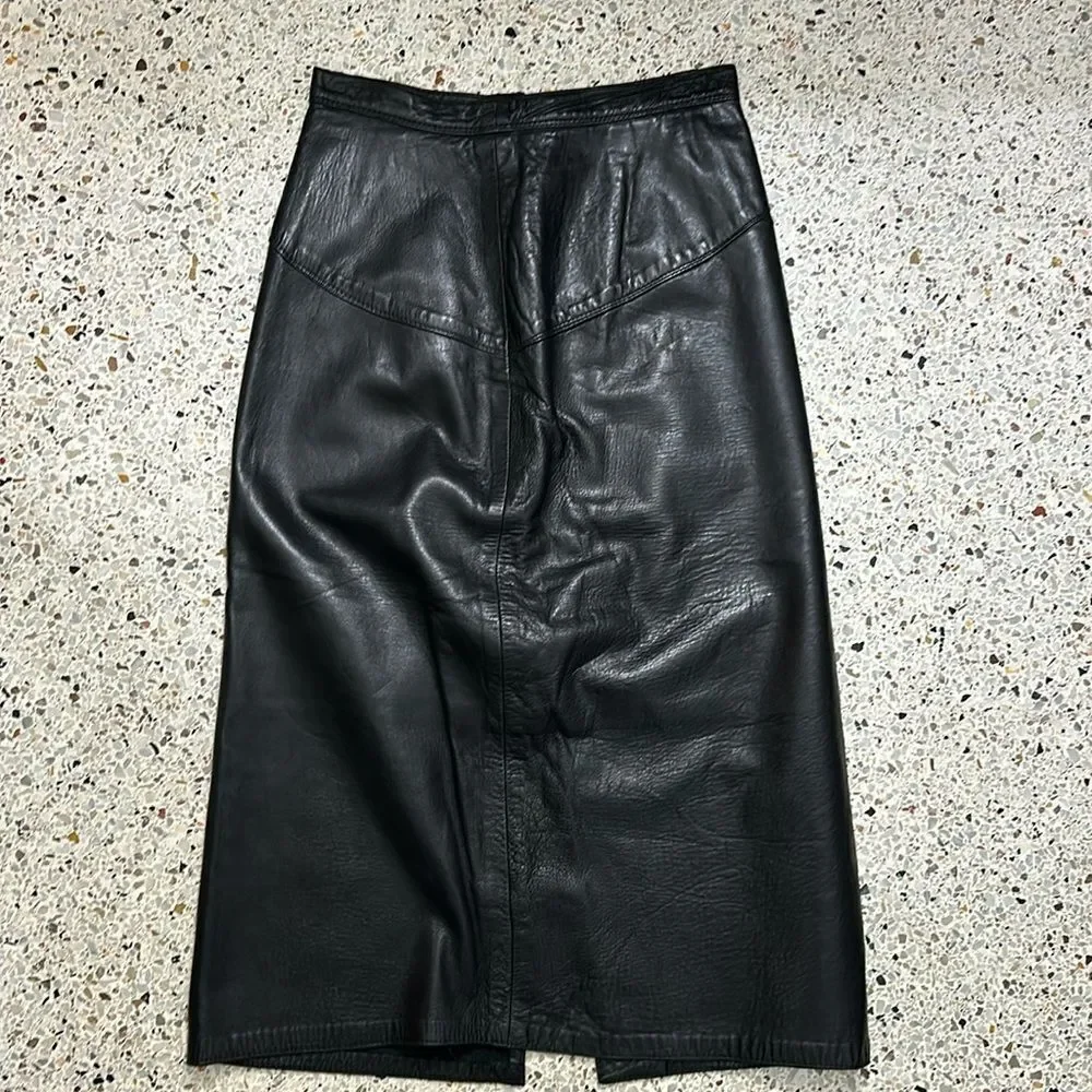 Maglia 100% leather skirt black lined 8 midi